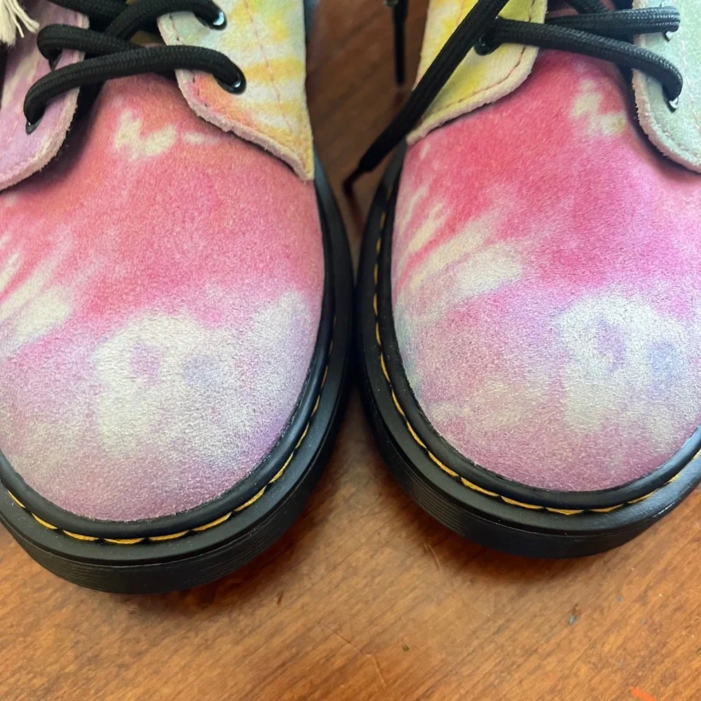 Dr. Martens 1460 J Kids Tie Dye Suede Boots‎ Pink Yellow Blue 1460J US 2 NWT